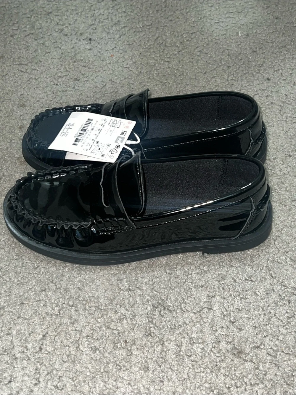 Zara Kids Black Patent Penny Loafers